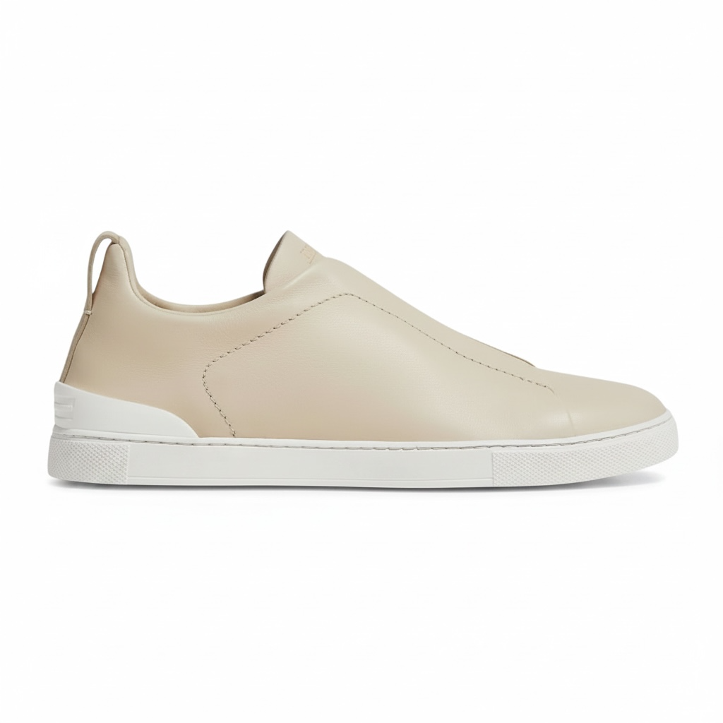 Zegna LIGHT BEIGE TRIPLE STITCH™ SECONDSKIN SNEAKERS
