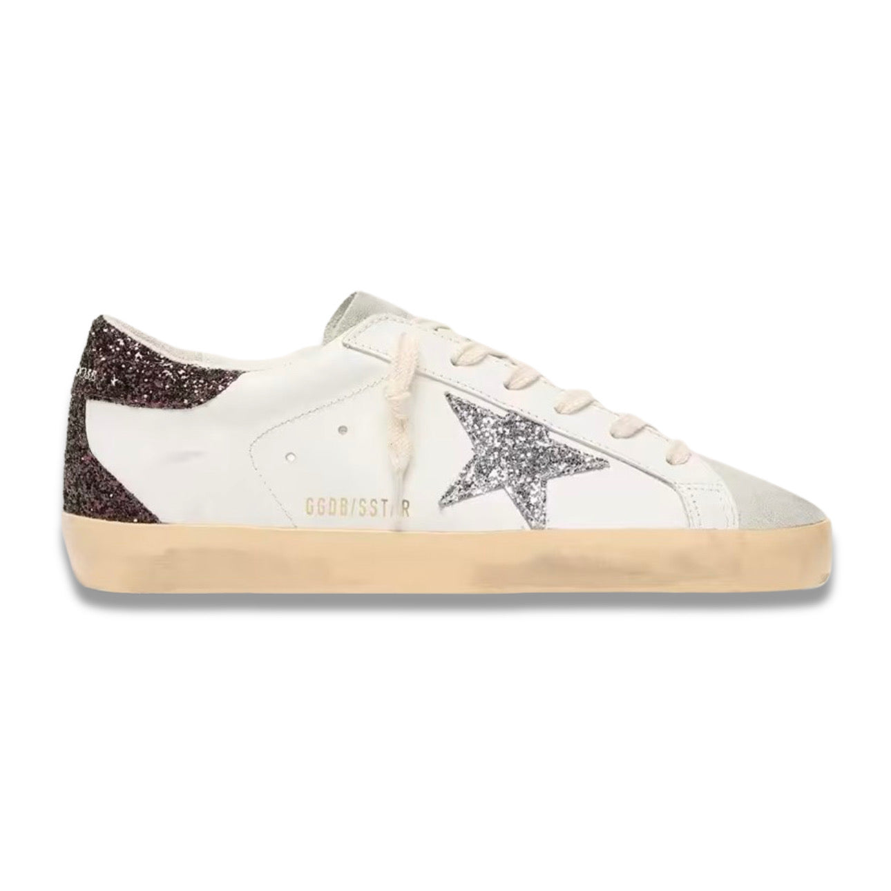 Golden Goose Super-Star 'White / Silver Glitter / Burgundy'