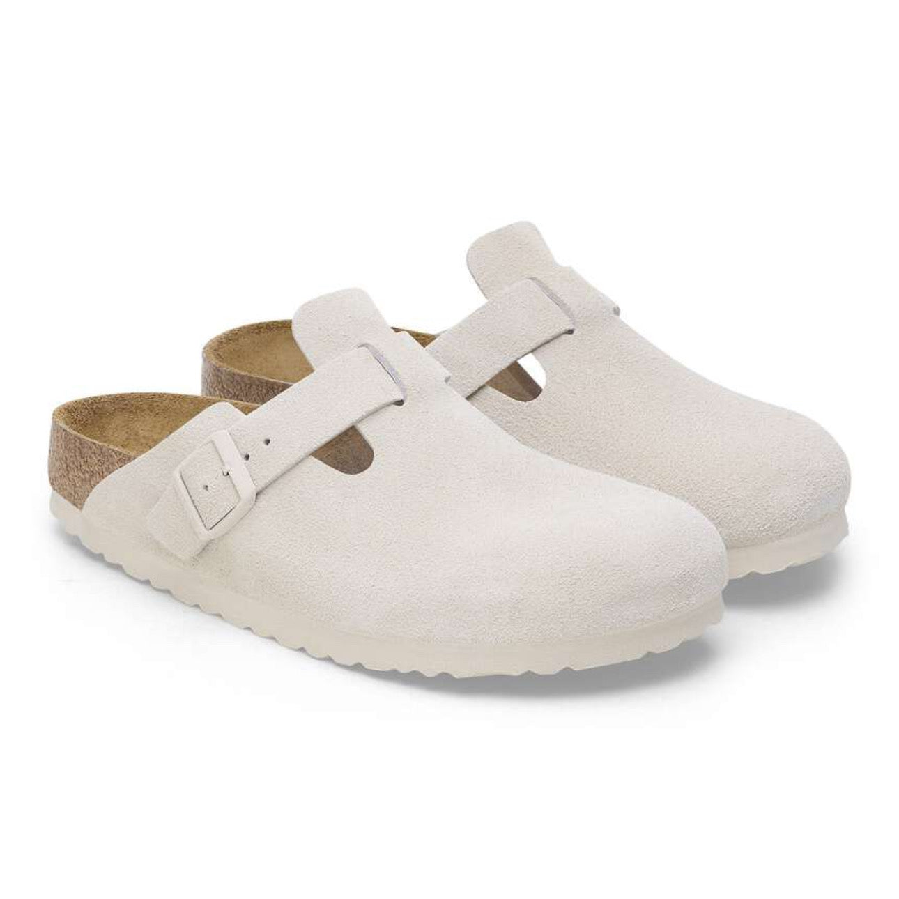 Birkenstock Boston Soft Footbed Suede 'Antique White'