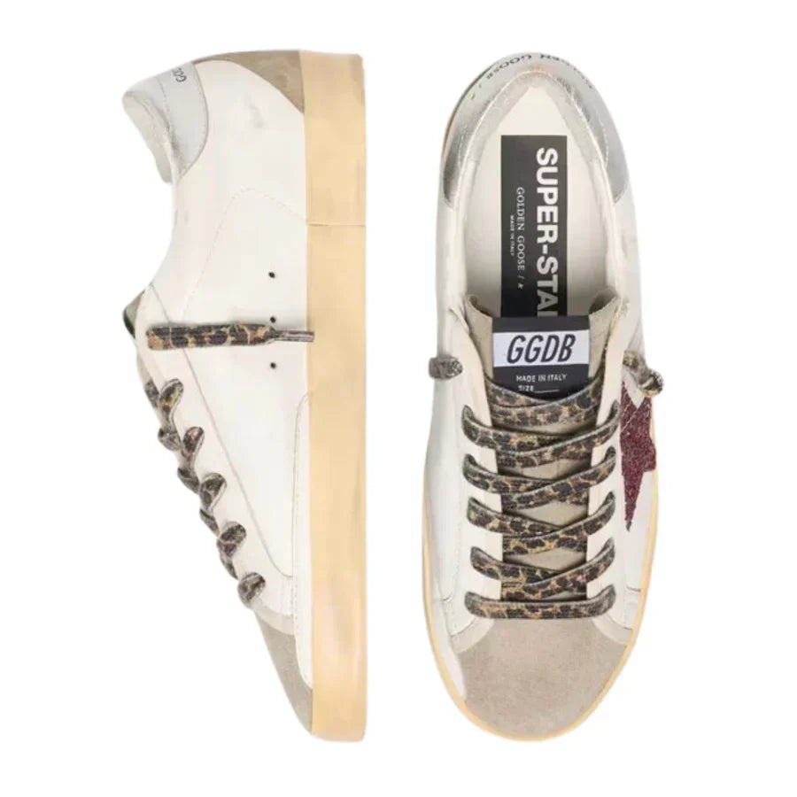 Golden Goose Super-Star 'White / Burgundy Glitter'