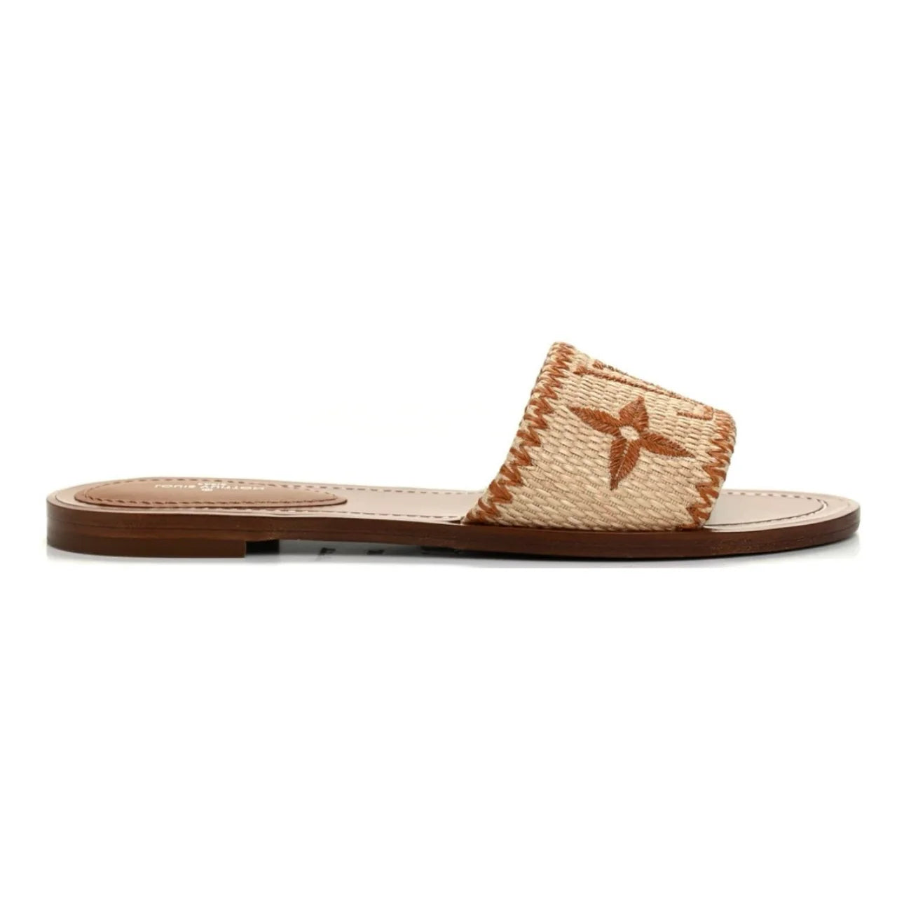 Louis Vuitton Raffia Calfskin Monogram Lock It Flat Mules