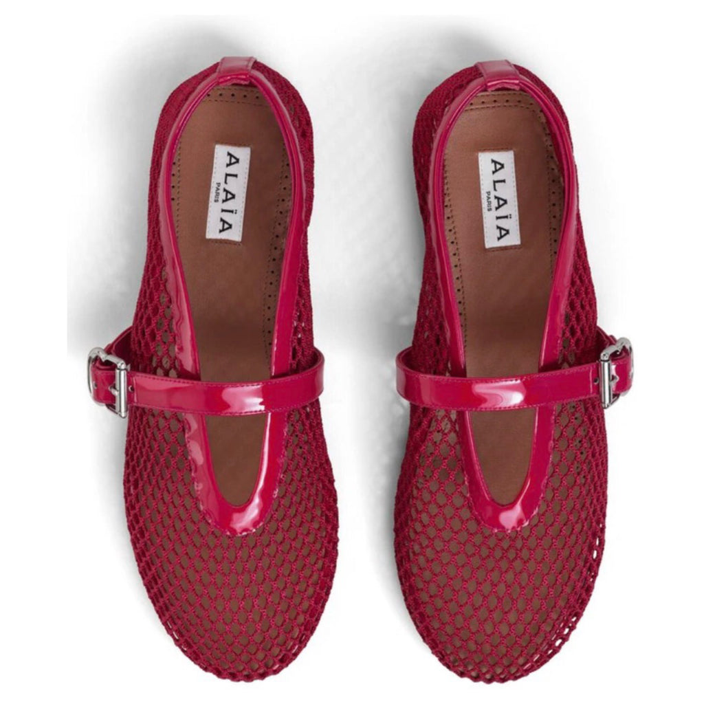 ALAÏA Mesh Ballet Flats 'Raspberry'