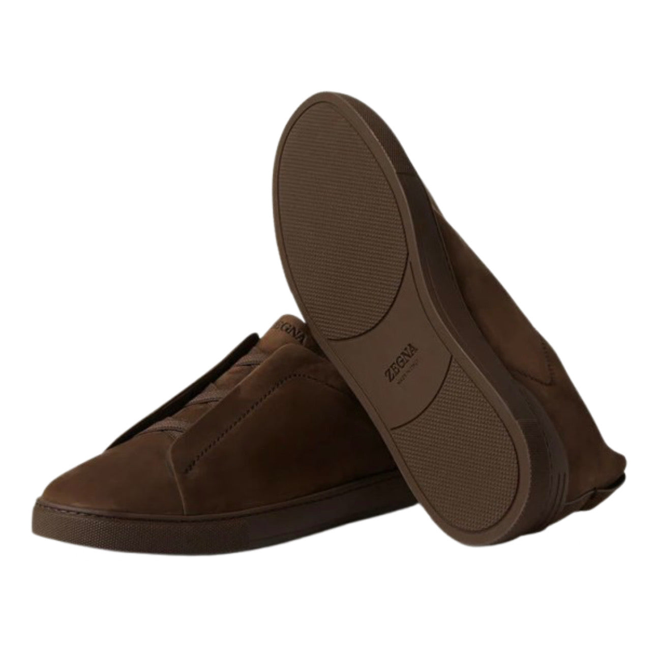 Zegna DARK BROWN TRIPLE STITCH™ SECONDSKIN SNEAKERS