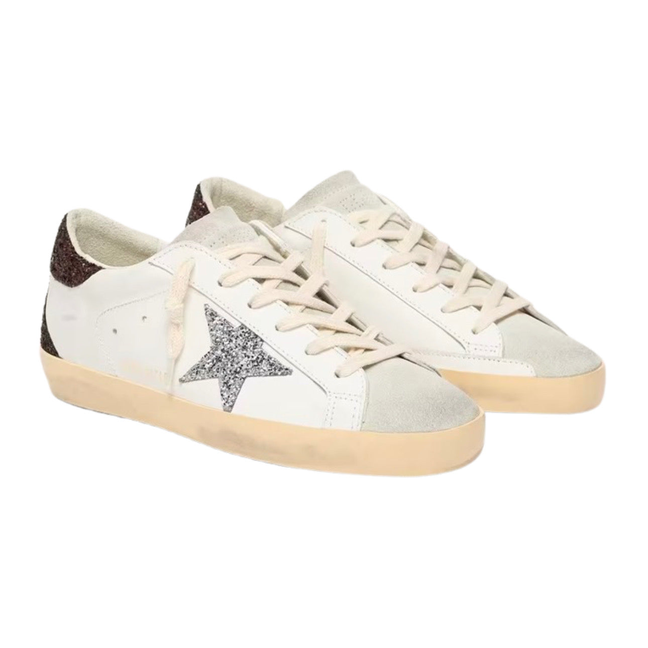 Golden Goose Super-Star 'White / Silver Glitter / Burgundy'