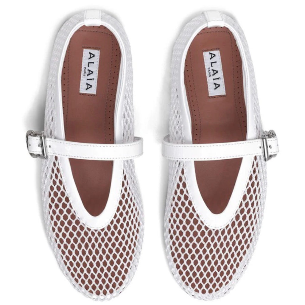 ALAÏA Mesh Ballet Flats 'Optical White'