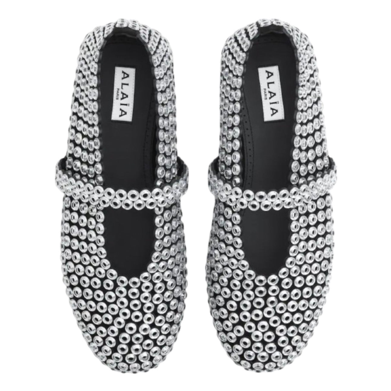 ALAÏA Glass-Embellished Ballet Flats 'Silver'