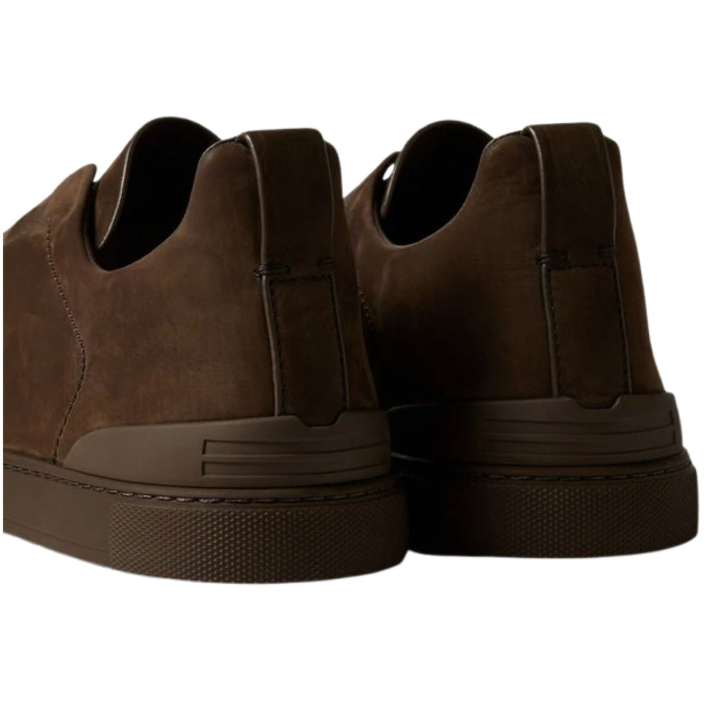 Zegna DARK BROWN TRIPLE STITCH™ SECONDSKIN SNEAKERS
