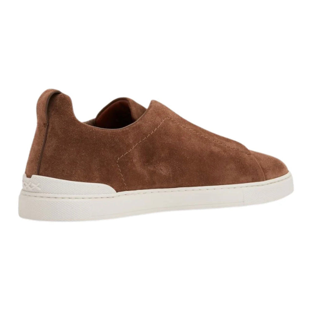 Zegna Suede Low-Top Sneakers – Light Brown Calf Suede/Leather