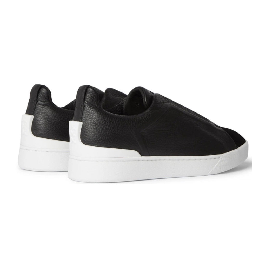 Zegna - Triple Stitch Full-Grain Leather and Suede Slip-On - 'Black'