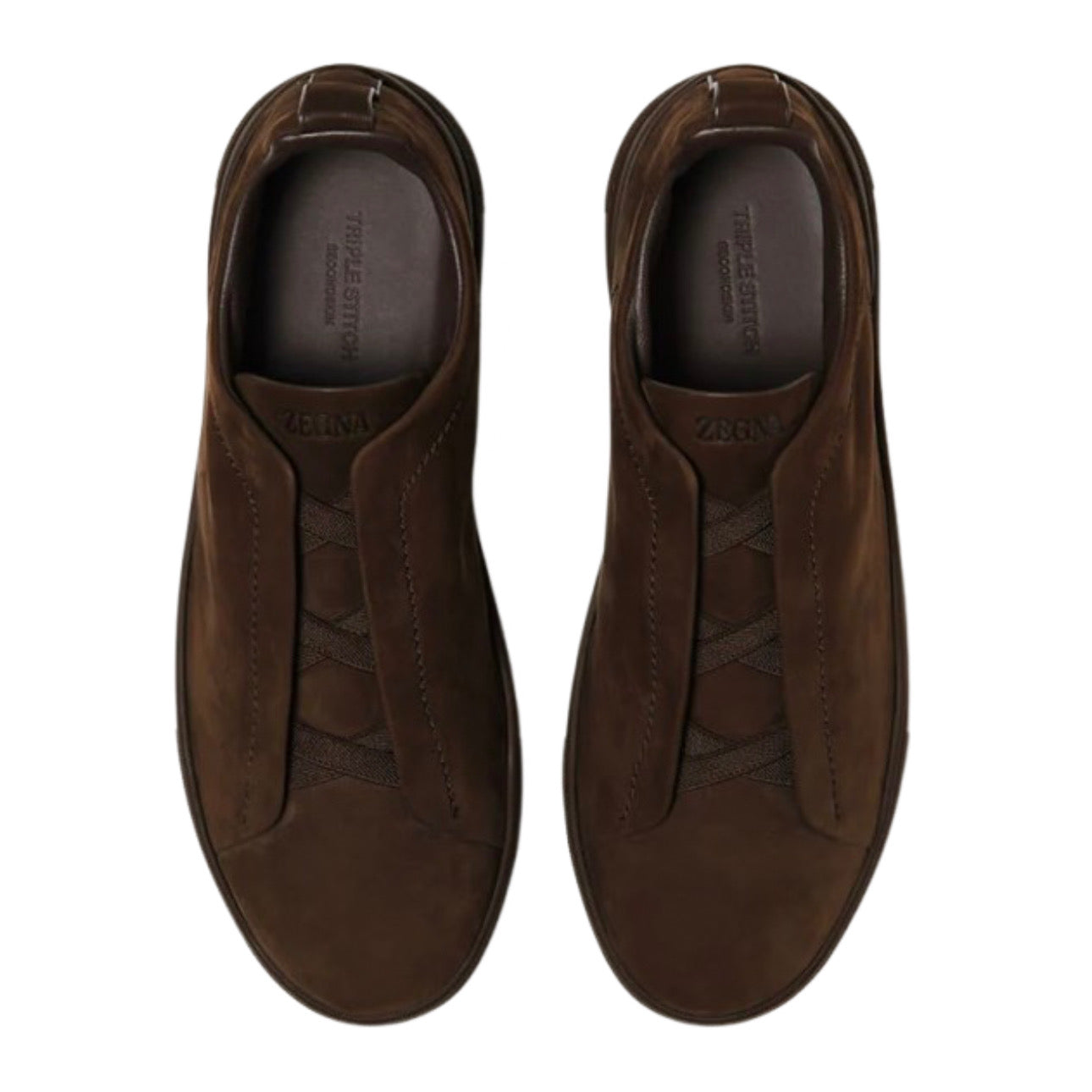 Zegna DARK BROWN TRIPLE STITCH™ SECONDSKIN SNEAKERS