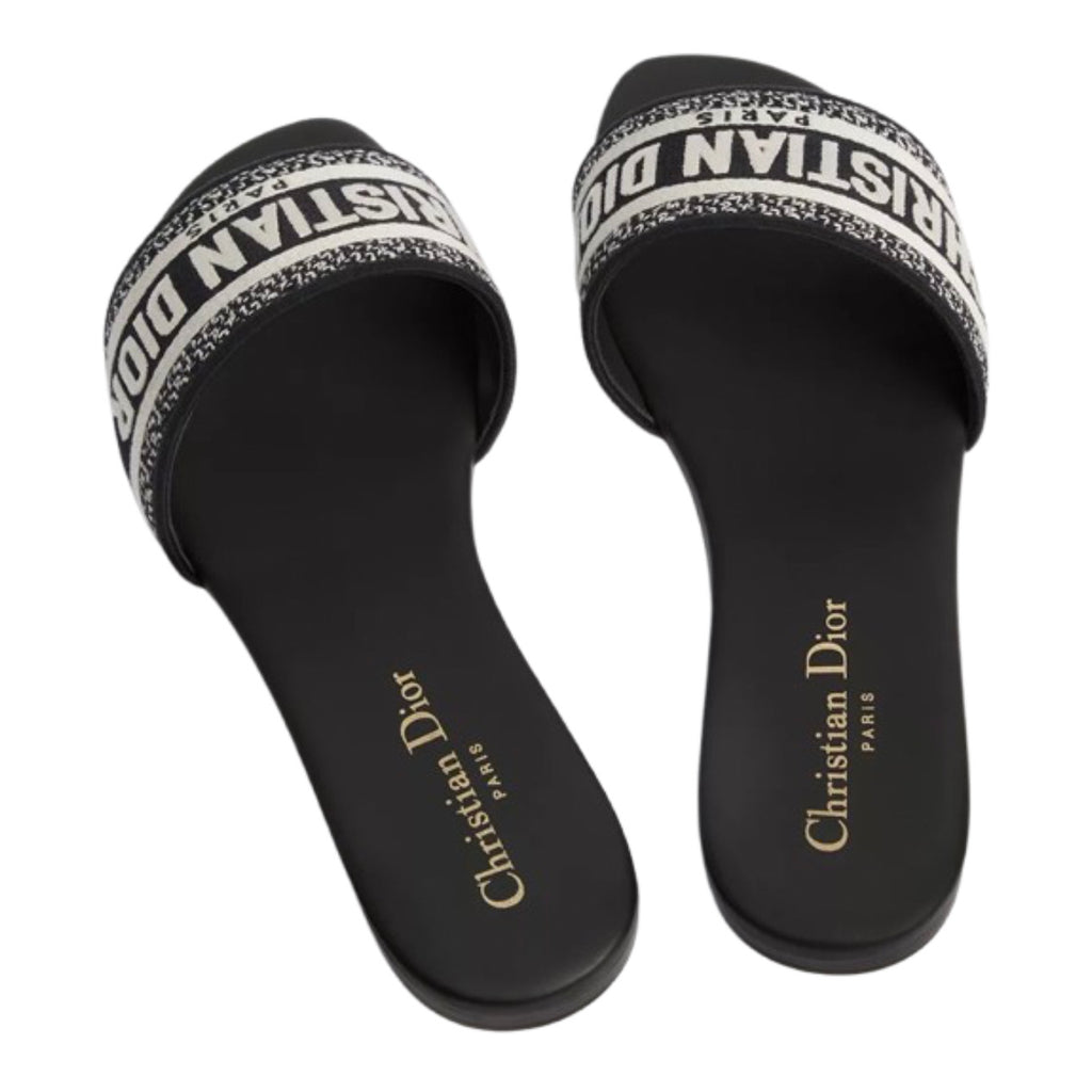 Dior Dway Slide Embroidered Cotton 'Black'