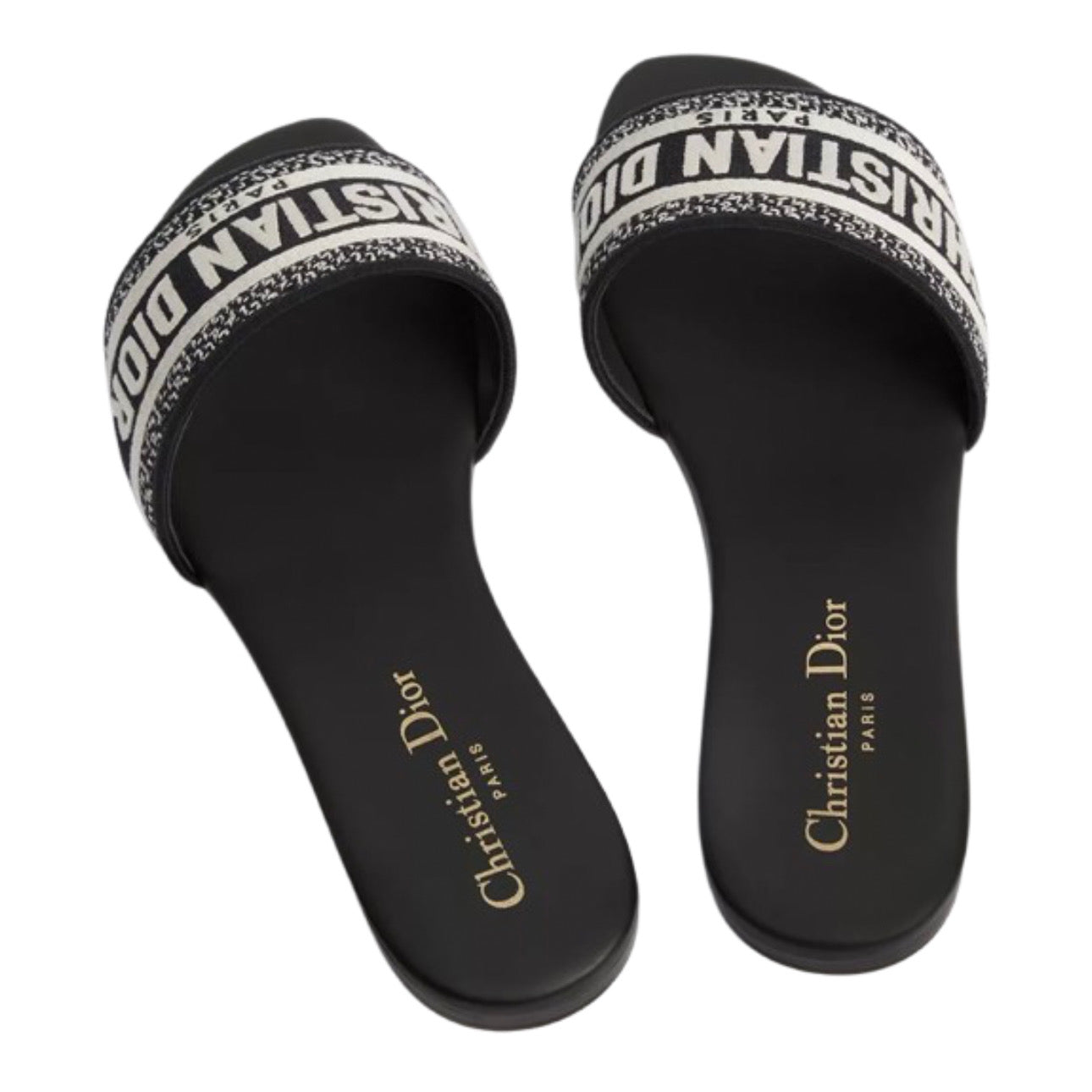 Dior Dway Slide Embroidered Cotton 'Black'