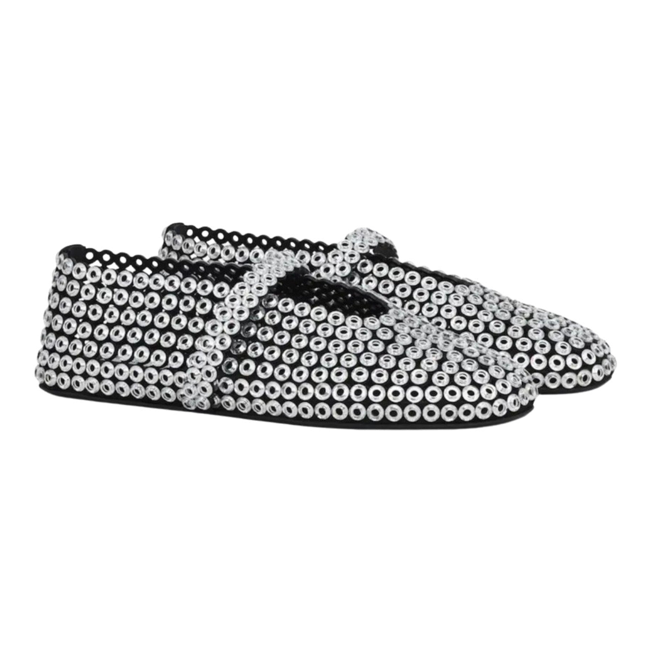 ALAÏA Glass-Embellished Ballet Flats 'Silver'
