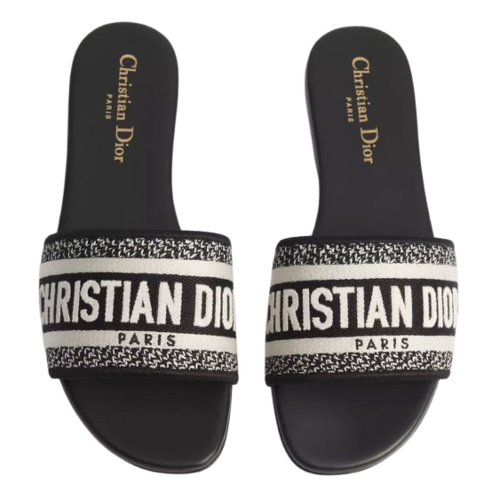 Dior Dway Slide Embroidered Cotton 'Black'
