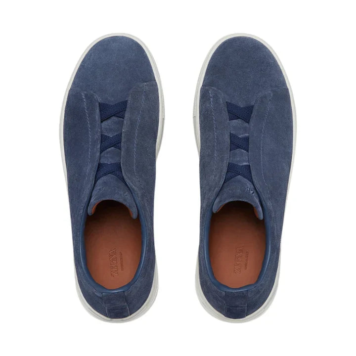 Zegna Grey Mélange Suede Triple Stitch™ Sneakers