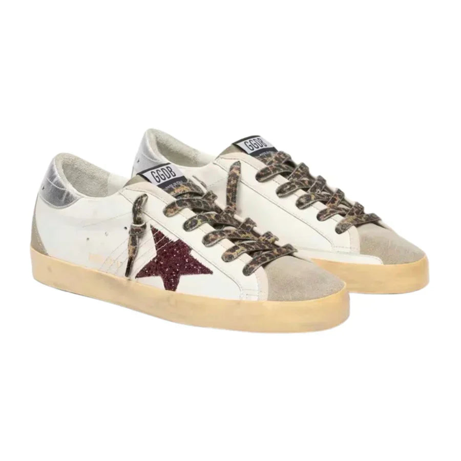 Golden Goose Super-Star 'White / Burgundy Glitter'