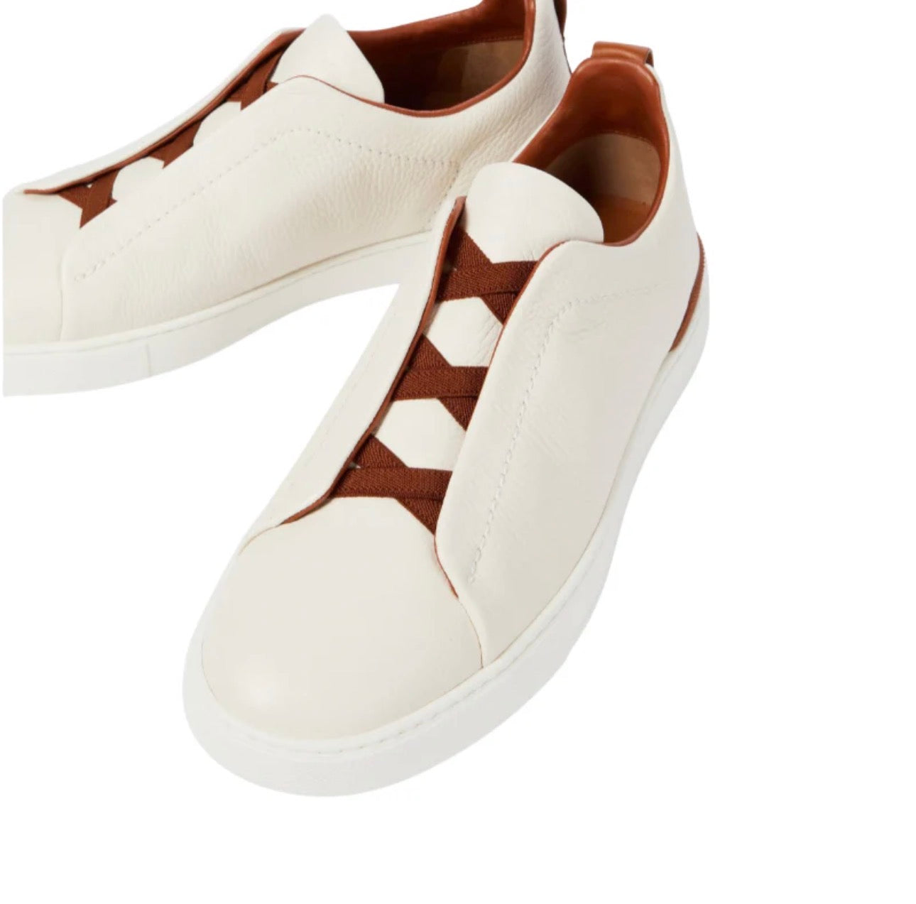 Zegna Triple Stitch leather sneakers WHITE TRIPLE STITCH