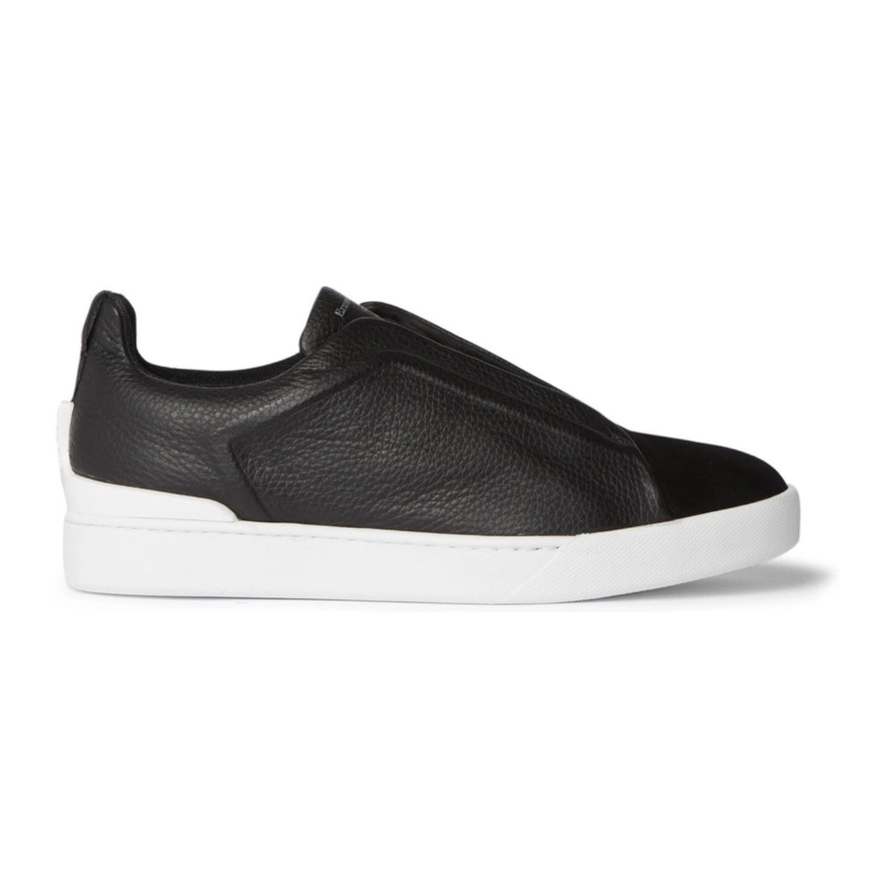Zegna - Triple Stitch Full-Grain Leather and Suede Slip-On - 'Black'