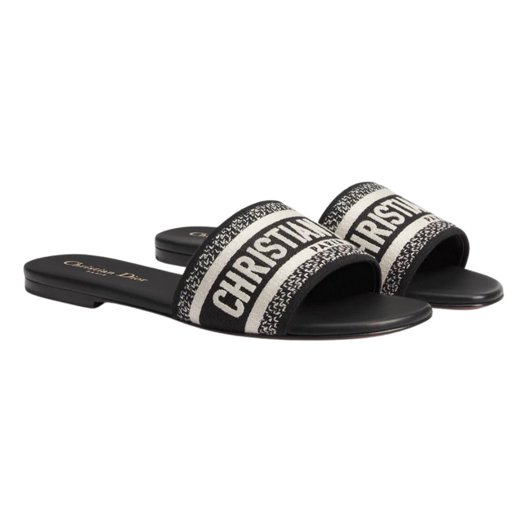 Dior Dway Slide Embroidered Cotton 'Black'
