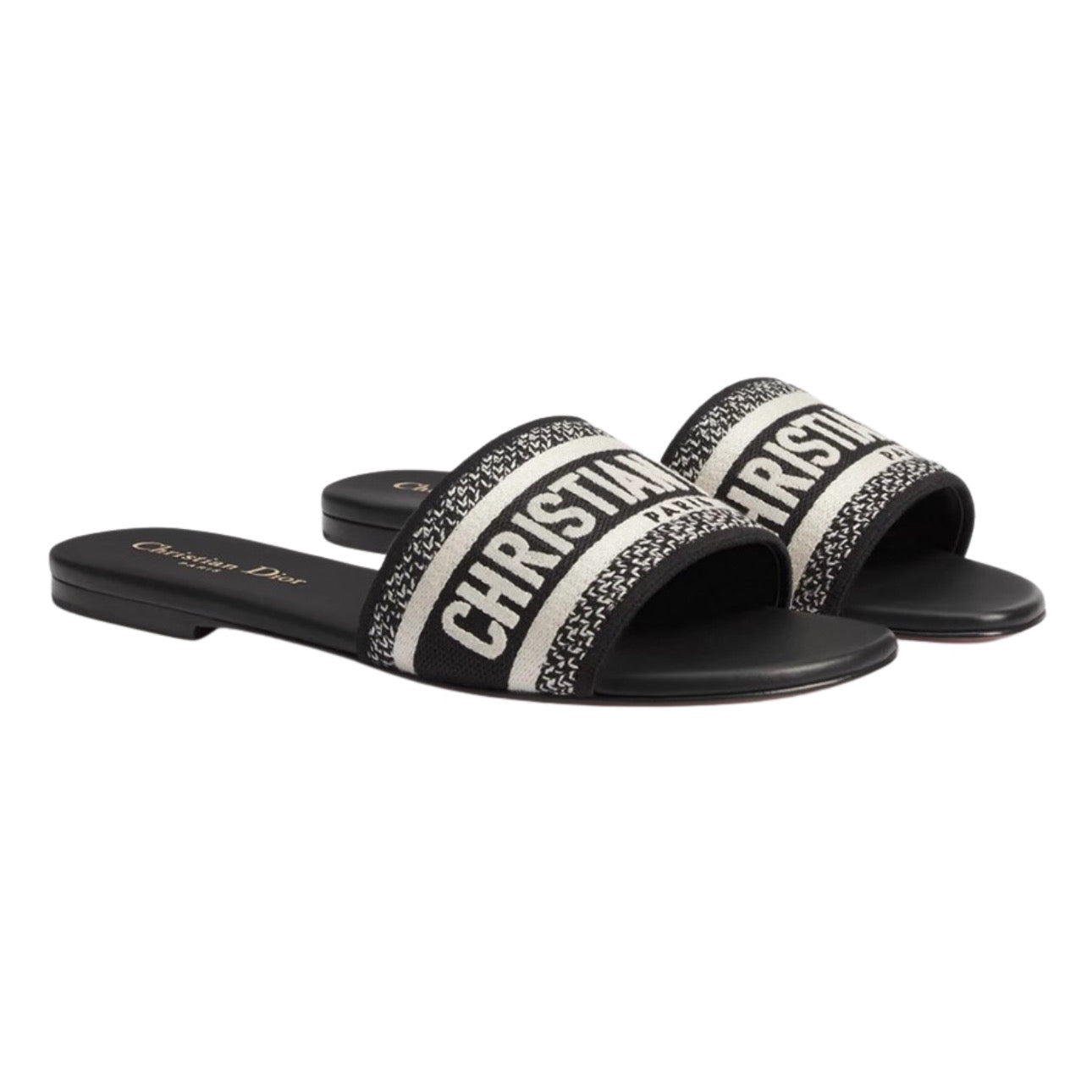 Dior Dway Slide Embroidered Cotton 'Black'