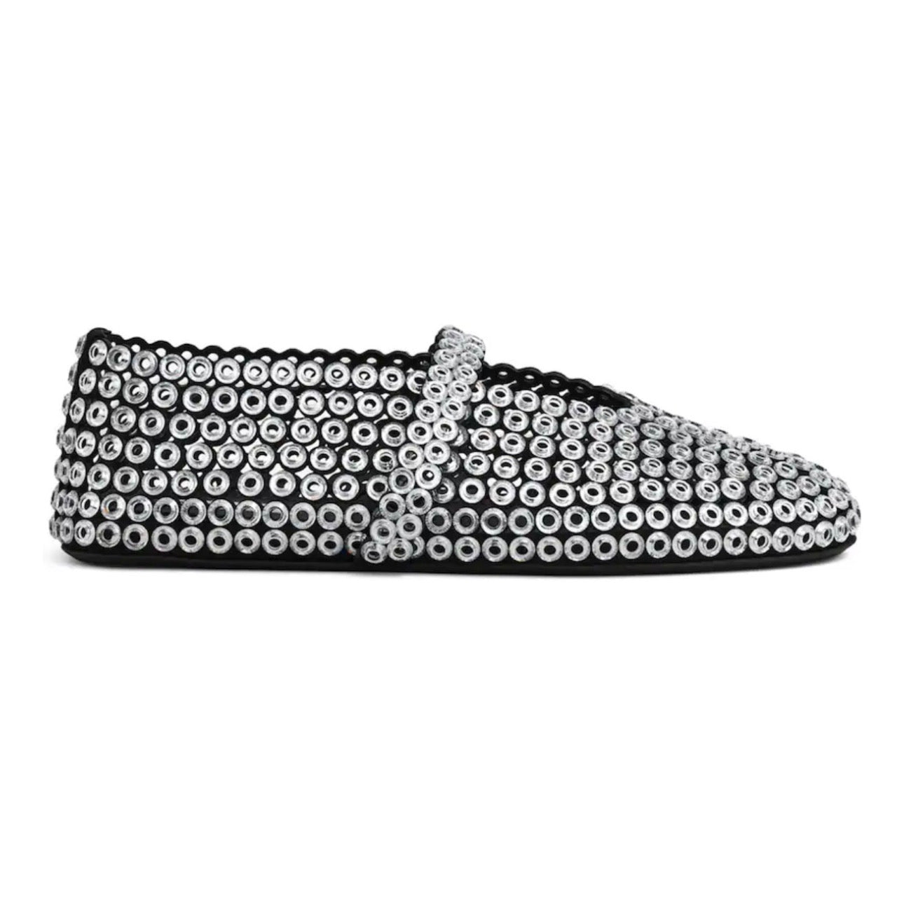ALAÏA Glass-Embellished Ballet Flats 'Silver'