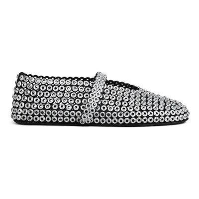 ALAÏA Glass-Embellished Ballet Flats 'Silver'