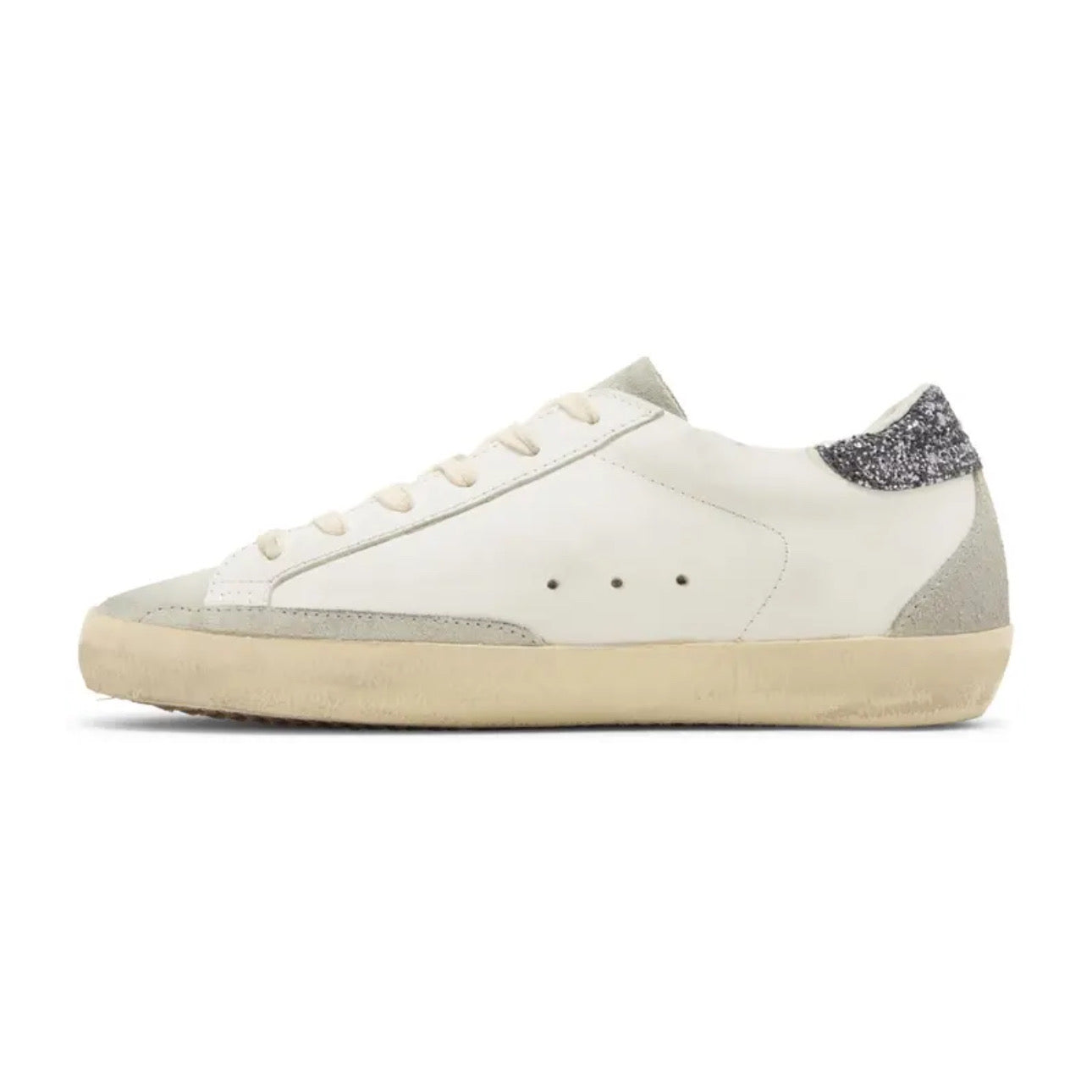 Golden Goose Super-Star 'White / Dark Grey Glitter'